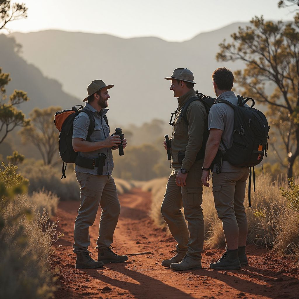 Travel team exploring Australian wilderness
